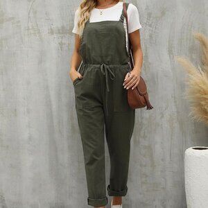 Overalls for Women Loose Fit Adjustable Strap Drawstring Cotton Overalls Jumpsui